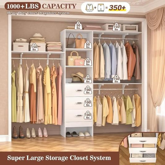 8FT Closet System, 96'' Closet Organizer System