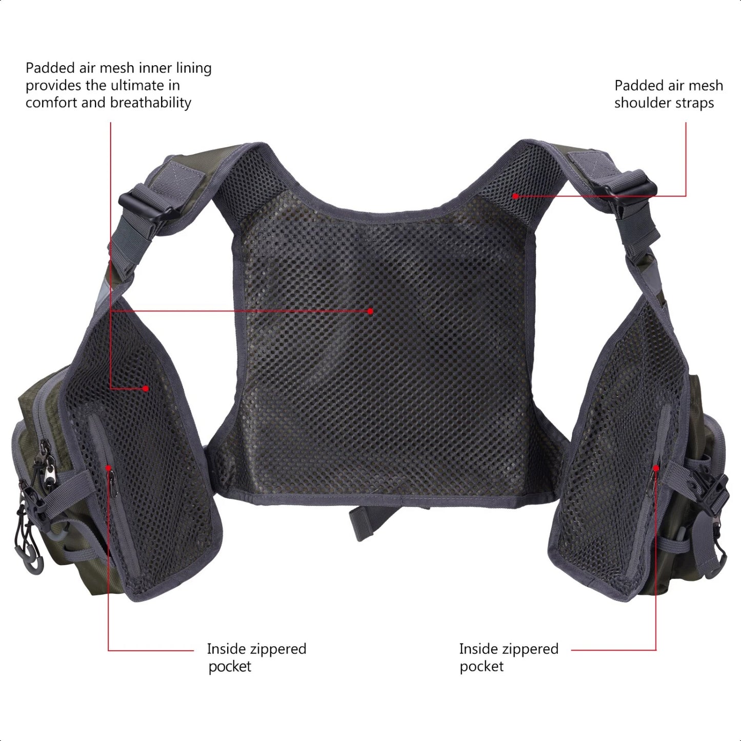 FV08 Ultra Lightweight Fly Fishing Vest  Men and Women Portable Chest Pack One Size Fits Most