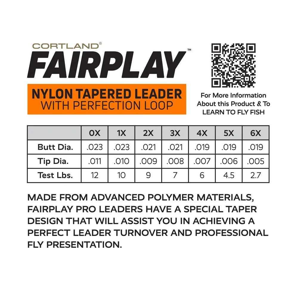 Fairplay Pro 7.5ft Looped Tapered Fishing Leader 6X 3lb Test