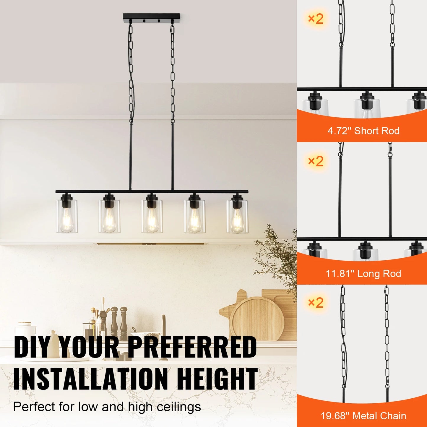 5-Light Kitchen Island Pendant Lights