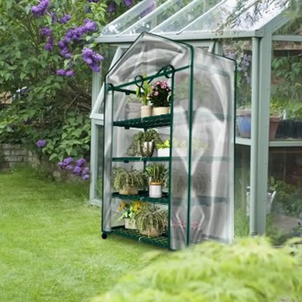 Portable Mini Greenhouse with Locking Wheels